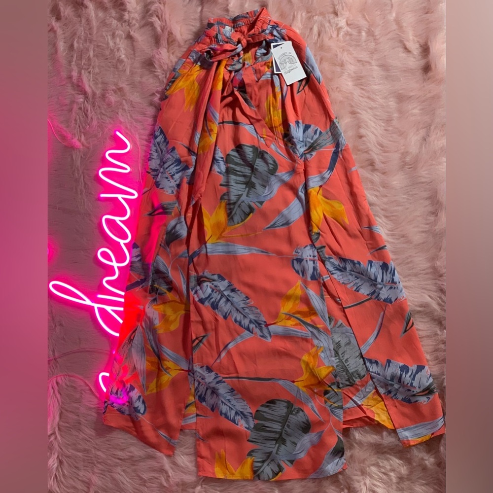 Floral Coral Maxi Skirt